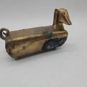 Vintage brass dashhound trinket box