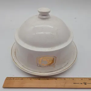 Vintage cooper's farm porcelain cheese dome