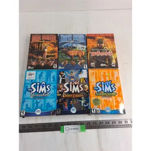 (6) PC Video Games - Deer Hunter, Castle Wolfenstein, Sims