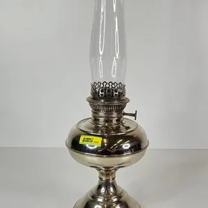 Rayo Nickel-Plated Oil Lamp (Measures w/Chimney : 23-1/2"H)