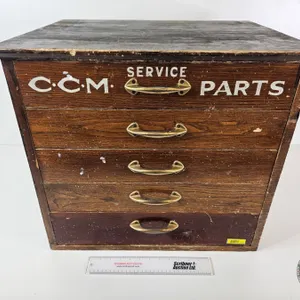 CCM Service Parts 5-Drawer Cabinet (Wood) (Originally From Gibson's Hardware Wainwright) (Measures :