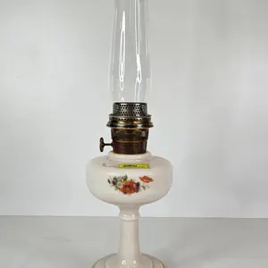 Aladdin Model B Table Lamp w/Floral Design (Measures w/Chimney : 25"H)