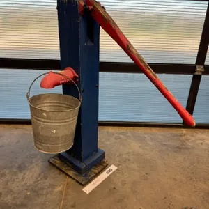 Antique Hand-Operated Water Pump : c/w Galvanized Bucket  (Pump Measures : 47-1/2"H)