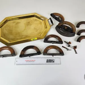 SAD Iron Handles & Iron w/Brass Tray (Tray Measures : 21"W x 12"L)