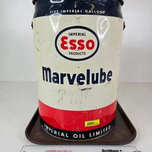 Esso 5 Gallon Oil Pail  (Measures : 16"H x 11"Dia)
