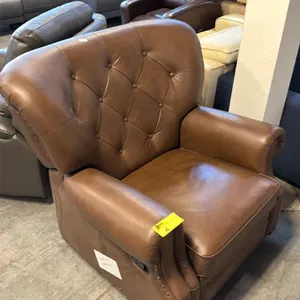 CLASSIC BROWN TUFTED SWIVEL RECLINING ARMCHAIR APPROX DIMENSIONS W:42" H:41" D:34"