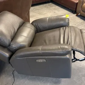 MODERN POWER RECLINING ARMCHAIR UPHOLSTERED IN CHARCOAL GREY LEATHER