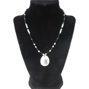 INUKSHUK ONYX, HEMATITE, WHITE JADE NECKLACE