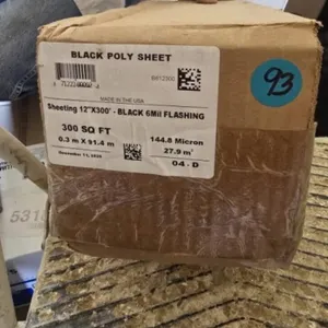 Black Poly Sheeting 12"x300' - 6mil Flashing NIB