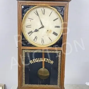 36" long antique regulator clock w/ key