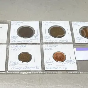 Canada- 5 Monarchs, large cents & pennies