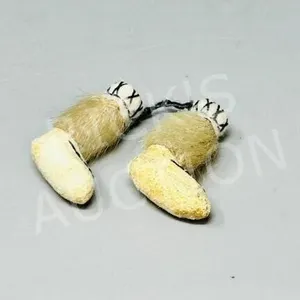 pair of vintage mini fur mukluks - 2" long
