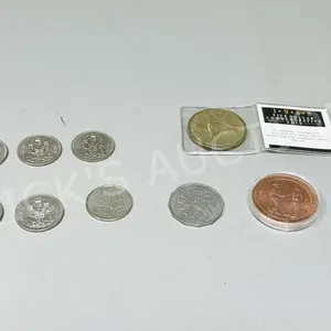 5 Canadian 1/2 dollars & 3 token dollars