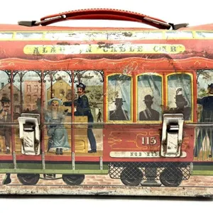 Vintage Aladdin Cable Car Metal Lunchbox 9” x