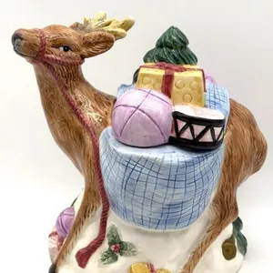 Reindeer Ceramic Cookie Jar with Box 
- The