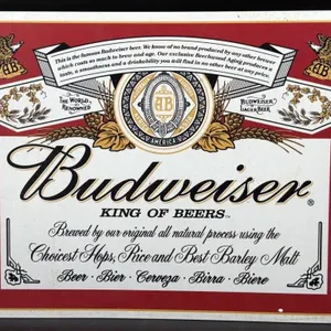 Budweiser Metal Sign 16” x 12.5”