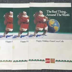 (3) 1990 Coca-Cola Santa Claus Happy Holidays