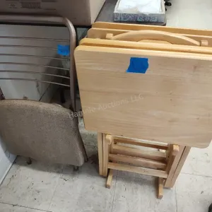 Tray tables and chair