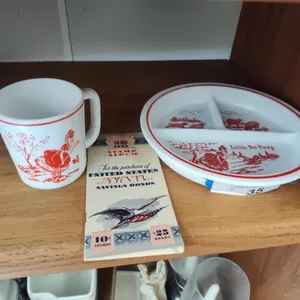 Little Bo Peep plate, cup and stamp book