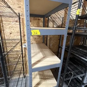 METAL STORAGE RACK (5 WOOD SHELVES)
