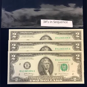 2017 USA $2 Uncirculated Bank Notes, 3 in sequence