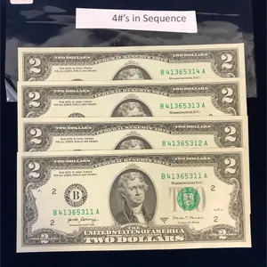 2017 USA $2 Uncirculated Bank Notes, 4 in sequence