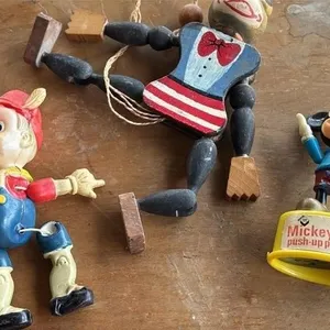 Antique toy lot Pinocchio Mickey Mouse frog