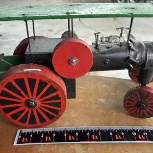 Antique LARGE Wood Folk Art Steam Traction Engine