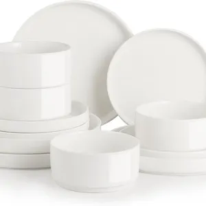 New $139 (12Pcs) Sweejar Porcelain Dinnerware...