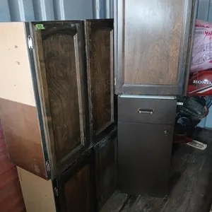 4 brown old school cupboards