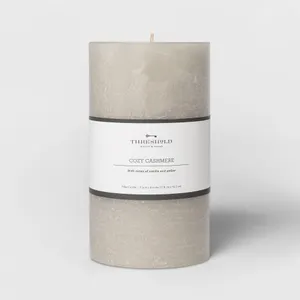 7" X 4" Pillar Cozy Cashmere Candle Gray