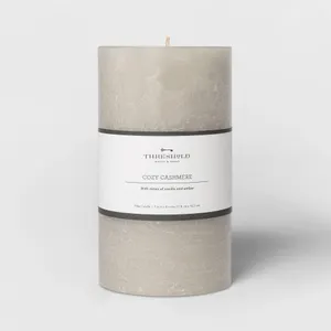 7" X 4" Pillar Cozy Cashmere Candle Gray