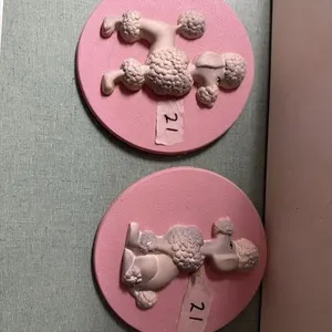 Set of 1957 vintage Danish poodle chalk ware