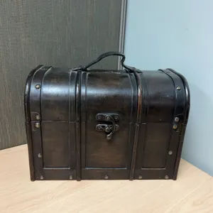 Warm Traditions Wood Storage Box With Handle Trunk Style Chest Case Box