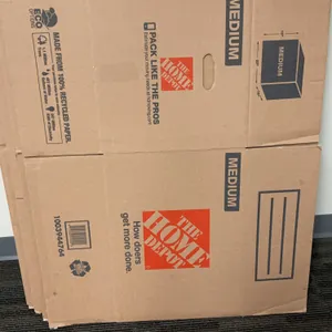7 Home Depot Medium Moving Boxes 15x16x22 Inches, 100 Percent Recycled Paperboard, Unused Flat Packs