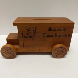 Richmond Times-Dispatch Wooden Newspaper Truck Bank, Crystal GA 1980 Golden Valley MN Advertising Pi