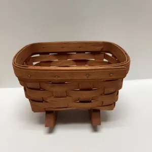 Longaberger Small Rectangular Woven Basket cradle Signed
