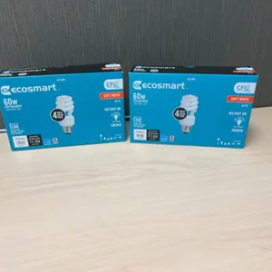 Two Ecosmart 60W Replacement Soft White CFL 4-Bulb Packs, 900 Lumens, Instant On, Indoor, GP19, 4235
