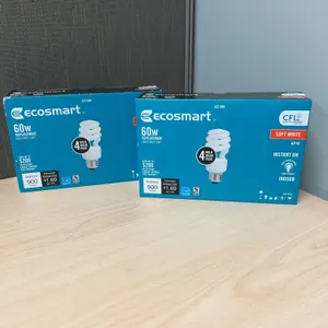 Ecosmart 60W Replacement Soft White CFL Bulbs GP19, 2 Four-Packs (8 Bulbs Total), 900 Lumens Each Pa