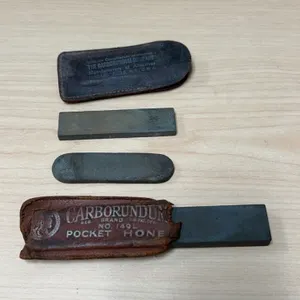 Carborundum No. 149 Pocket Hone Sharpening Stones With Original Leather Sleeves, Niagara Falls NY US