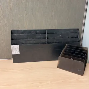 Black Plastic Desk Organizer Lot With Wall-Mount File Holder And Free-Standing Sorter