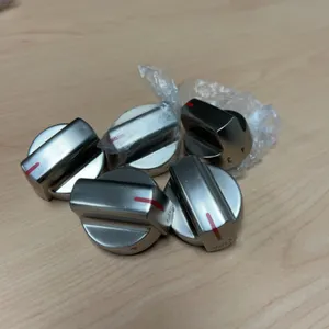 5 plastic Stove or Range Control Knobs with Numbered Dials and Red Indicators, Unused