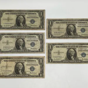 Five 1935 F $1 Silver Certificates