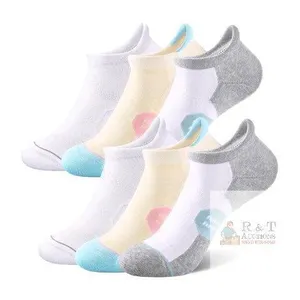 New Size SM (5.5 - 8.5) Women's White/Grey/Blue CELERSPORT 6 Pack Ankle Running Socks Cushioned Low Cut Tab Athletic Socks