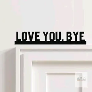 New Love You Bye Sign, Metal Door Topper, Black, Letter Print, Rectangular, Decorative Signs, Indoor Use, Above Door for Hallway Decor, Valentine's Gi