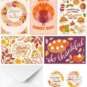 NEW NEW Rileys & Co. Thanksgiving Greeting Cards, 50-Pack, 5 Assorted Designs with Envelopes & Stickers.