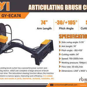 2026 GIYI GY-ECA74 54 in Articulating Skid Steer Brush Cutter (Unused)
