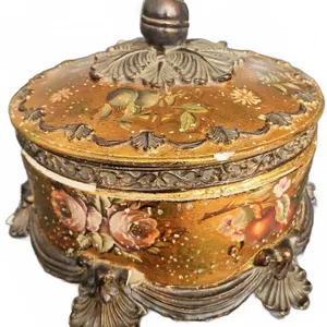 Hand-Painted Decorative Lidded Box Requiring Restoration