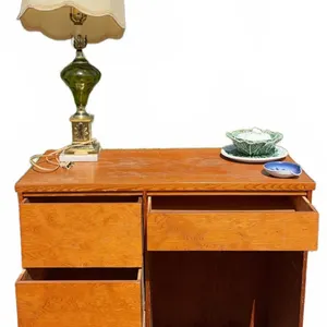 Entry Console Desk With Decorative Dishes and Table Lamp