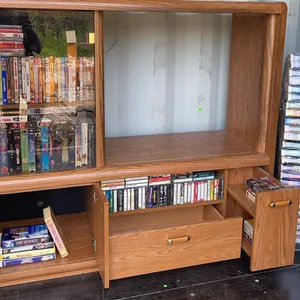 VHS Tape Collection with LaserLine Stand and Cabinet